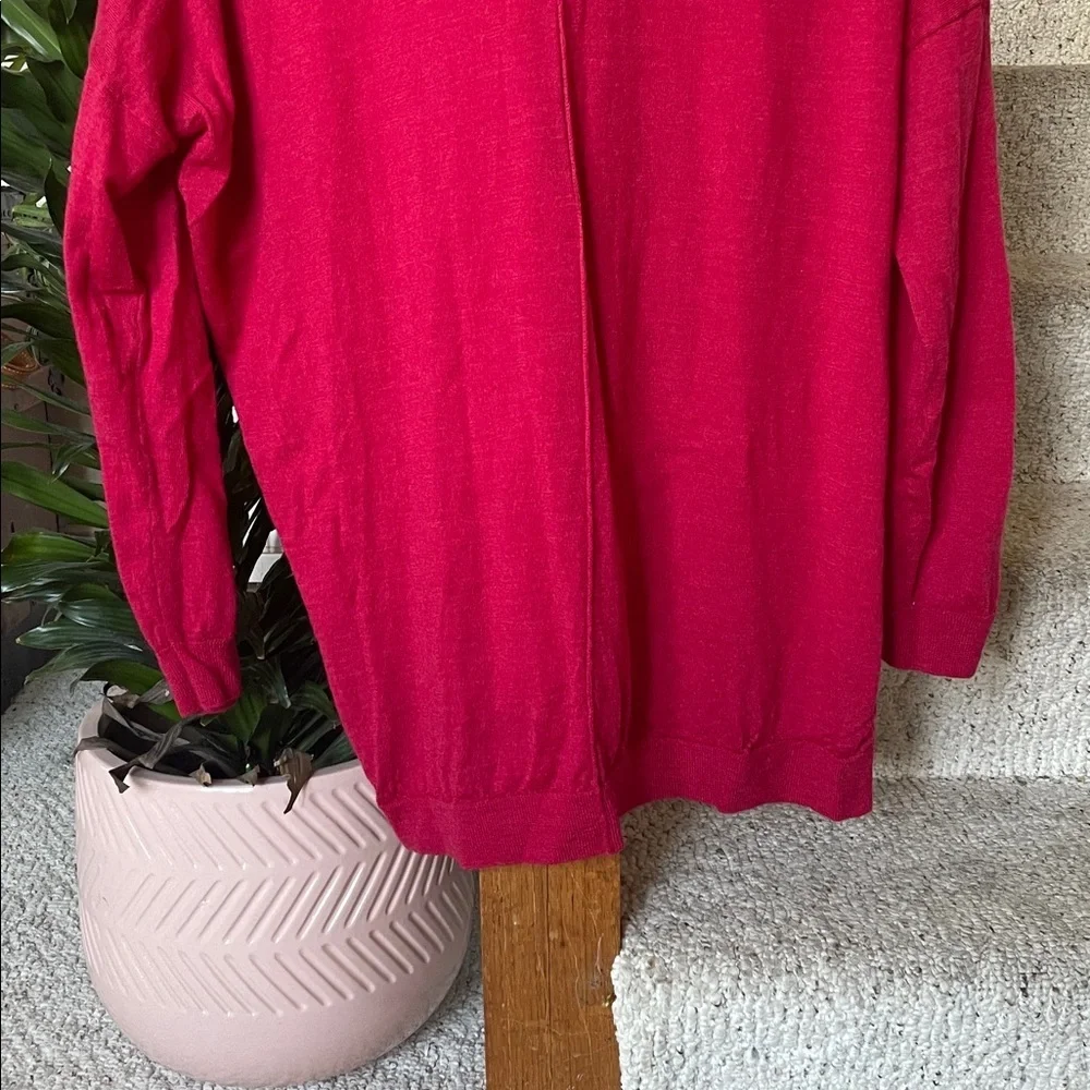 Eileen Fisher 100% Merino Wool Vibrant Red Cowl Neck Sweater